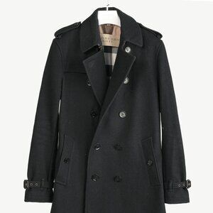 Burberry Black Wool-Blend Double-Breasted Pea Coat